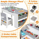 Kids Art Easel Table and Two Chairs with Storage Bins, Grey, view 8