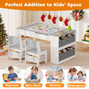 Kids Art Easel Table and Two Chairs with Storage Bins, Grey, view 9