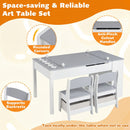 Kids Art Easel Table and Two Chairs with Storage Bins, Grey, view 10