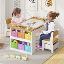 Kids Art Easel Table and Two Chairs with Storage Bins, Natural, view 2