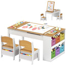 Kids Art Easel Table and Two Chairs with Storage Bins, Natural, view 3