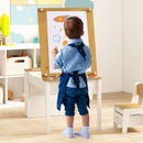 Kids Art Easel Table and Two Chairs with Storage Bins, Natural, view 5