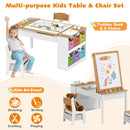 Kids Art Easel Table and Two Chairs with Storage Bins, Natural, view 6