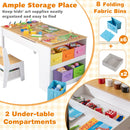 Kids Art Easel Table and Two Chairs with Storage Bins, Natural, view 8