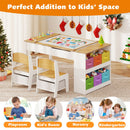 Kids Art Easel Table and Two Chairs with Storage Bins, Natural, view 9
