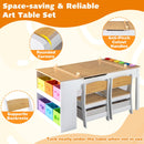 Kids Art Easel Table and Two Chairs with Storage Bins, Natural, view 10