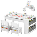 Kids Art Easel Table and Two Chairs with Storage Bins, White, view 3