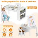 Kids Art Easel Table and Two Chairs with Storage Bins, White, view 6