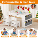 Kids Art Easel Table and Two Chairs with Storage Bins, White, view 9