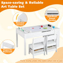 Kids Art Easel Table and Two Chairs with Storage Bins, White, view 10
