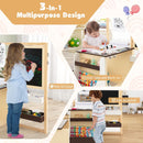 Kids Art Table and Bench with Adjustable Double-Sided Easel, Coffee, view 3