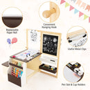Kids Art Table and Bench with Adjustable Double-Sided Easel, Coffee, view 5