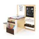 Kids Art Table and Bench with Adjustable Double-Sided Easel, Coffee, view 7