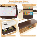 Kids Art Table and Bench with Adjustable Double-Sided Easel, Coffee, view 8