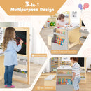 Kids Art Table and Bench with Adjustable Double-Sided Easel, Grey, view 3