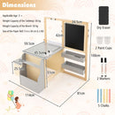 Kids Art Table and Bench with Adjustable Double-Sided Easel, Grey, view 4