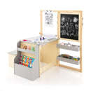 Kids Art Table and Bench with Adjustable Double-Sided Easel, Grey, view 7