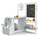 Kids Art Table and Bench with Adjustable Double-Sided Easel, Light Grey, view 3