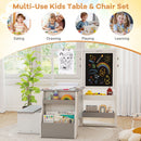 Kids Art Table and Bench with Adjustable Double-Sided Easel, Light Grey, view 9