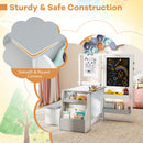Kids Art Table and Bench with Adjustable Double-Sided Easel, Light Grey, view 11