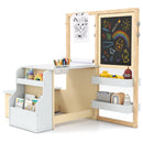 Kids Art Table and Bench with Adjustable Double-Sided Easel, White, view 3