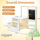 Kids Art Table and Bench with Adjustable Double-Sided Easel, White, view 5