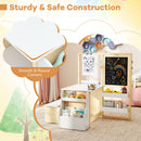 Kids Art Table and Bench with Adjustable Double-Sided Easel, White, view 11