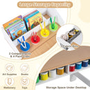 Natural and white kids art table and chair with paper roll and hanging storage bins, view 8