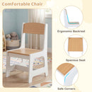 Natural and white kids art table and chair with paper roll and hanging storage bins, view 9