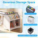 Art table storage compartments, fabric bins and paint cups