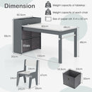Kids Art Table and Two Chairs with Paper Roll and Four Bins – Grey view 4