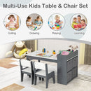 Kids Art Table and Two Chairs with Paper Roll and Four Bins – Grey view 10