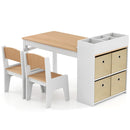 Kids Art Table and Two Chairs with Paper Roll and Four Bins – Natural view 2