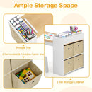 Kids Art Table and Two Chairs with Paper Roll and Four Bins – Natural view 3