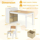 Kids Art Table and Two Chairs with Paper Roll and Four Bins – Natural view 4