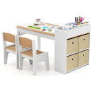 Kids Art Table and Two Chairs with Paper Roll and Four Bins – Natural view 7
