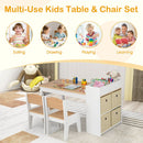 Kids Art Table and Two Chairs with Paper Roll and Four Bins – Natural view 10
