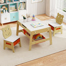 Natural flat-end table in a playroom