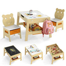 Natural flat-end activity table with bear chairs