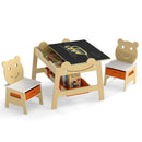 Natural raised-end table with open storage compartment