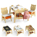 Natural raised-end activity table with bear chairs