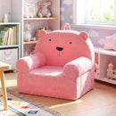 Kids Bear Foam Armchair with Washable Fleece Cover – Pink product view 1