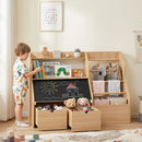 Kids Book and Toy Storage with Flip-Up Blackboard – Natural product view 1
