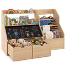 Kids Book and Toy Storage with Flip-Up Blackboard – Natural product view 3