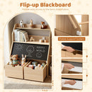 Kids Book and Toy Storage with Flip-Up Blackboard – Natural product view 6