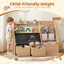 Kids Book and Toy Storage with Flip-Up Blackboard – Natural product view 9