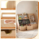 Kids Book and Toy Storage with Flip-Up Blackboard – Natural product view 11