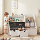 Kids Book and Toy Storage with Flip-Up Blackboard – White product view 1