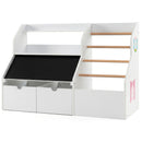 Kids Book and Toy Storage with Flip-Up Blackboard – White product view 2