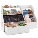 Kids Book and Toy Storage with Flip-Up Blackboard – White product view 3